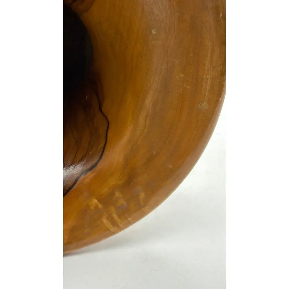 Vintage turned olive wood vase. Rustic and hand crafted.